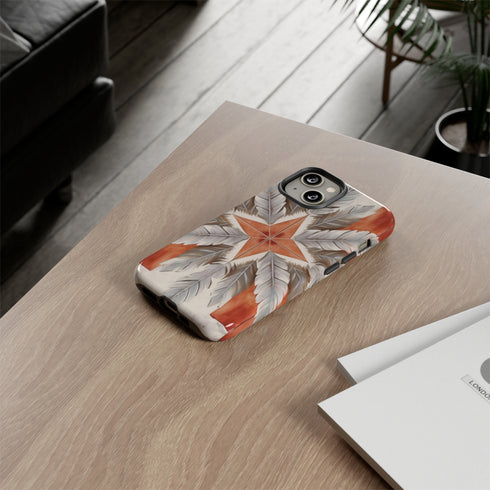 Silver Feather Compass - Impact Resistant Phone Case